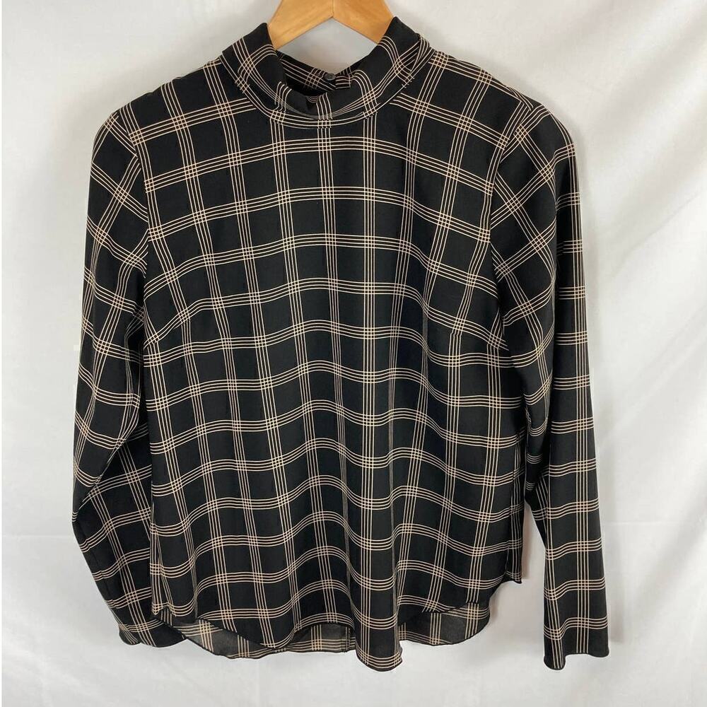 Ann Taylor Plaid Turtleneck Top in Brown XS - Picture 1 of 5